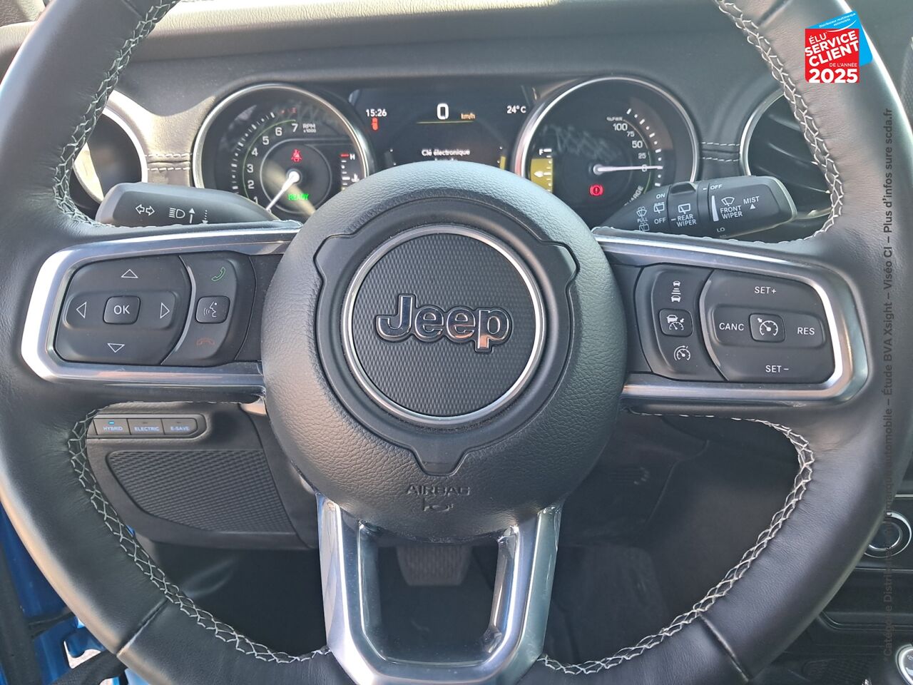 Véhicule d'occasion JEEP WRANGLER UNLIMITED 2.0 T 380CH 4XE OVERLAND COMMAND-TRAC MY23 TOUVRANT SIEGES CHAUF/CUIR GPS chez Hyundai Chalons