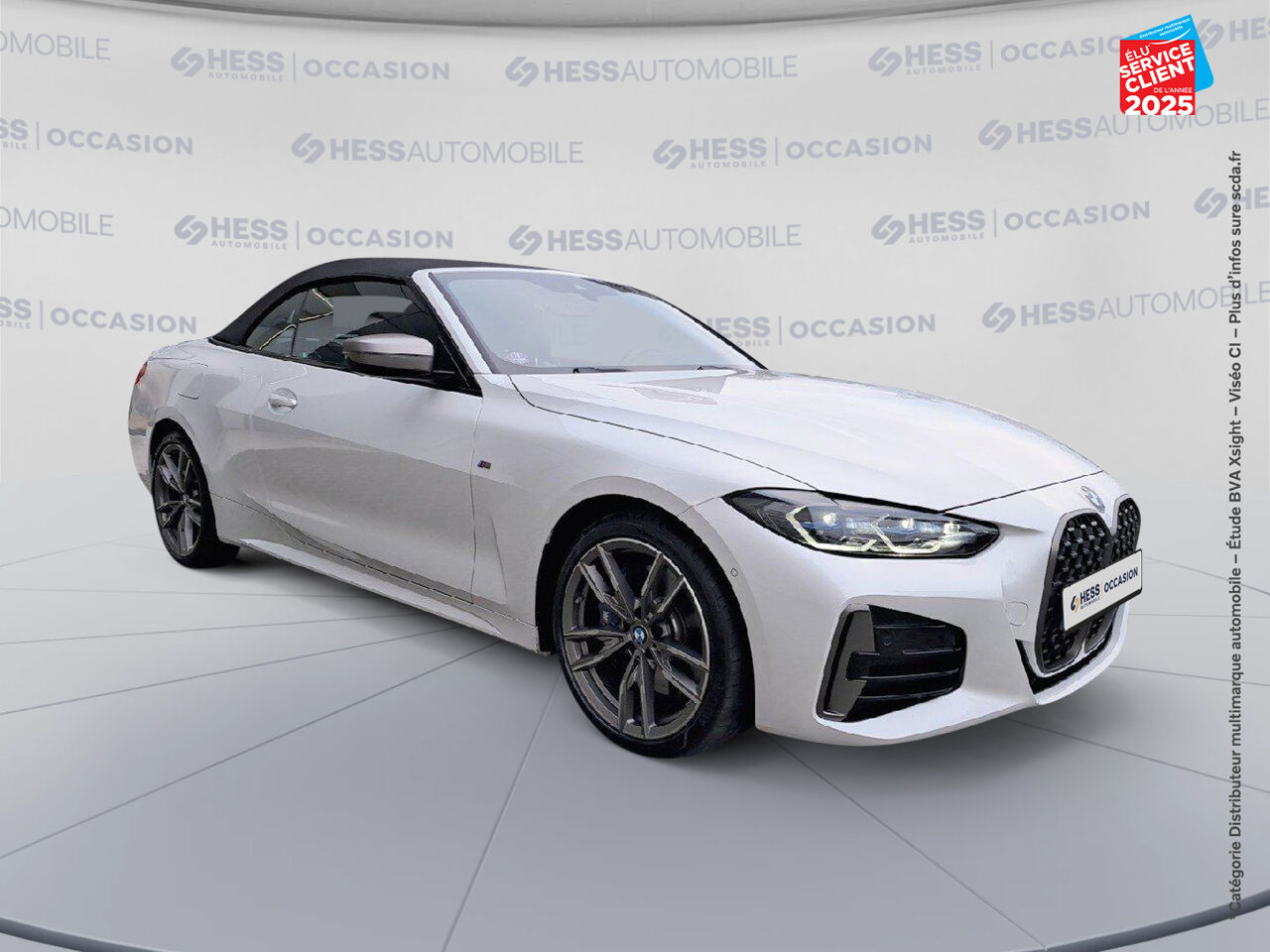 Véhicule d'occasion BMW SERIE 4 CABRIOLET M440IA XDRIVE 374CH SIEGES CHAUF/CUIR VOLANT CHAUF CAMERA H/KARDON HUD chez Renault Colmar