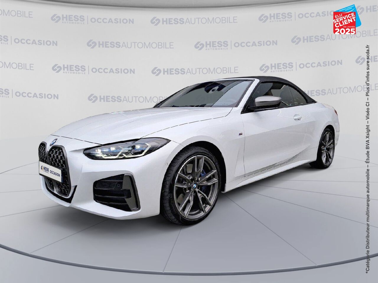 Véhicule d'occasion BMW SERIE 4 CABRIOLET M440IA XDRIVE 374CH SIEGES CHAUF/CUIR VOLANT CHAUF CAMERA H/KARDON HUD chez Renault Colmar