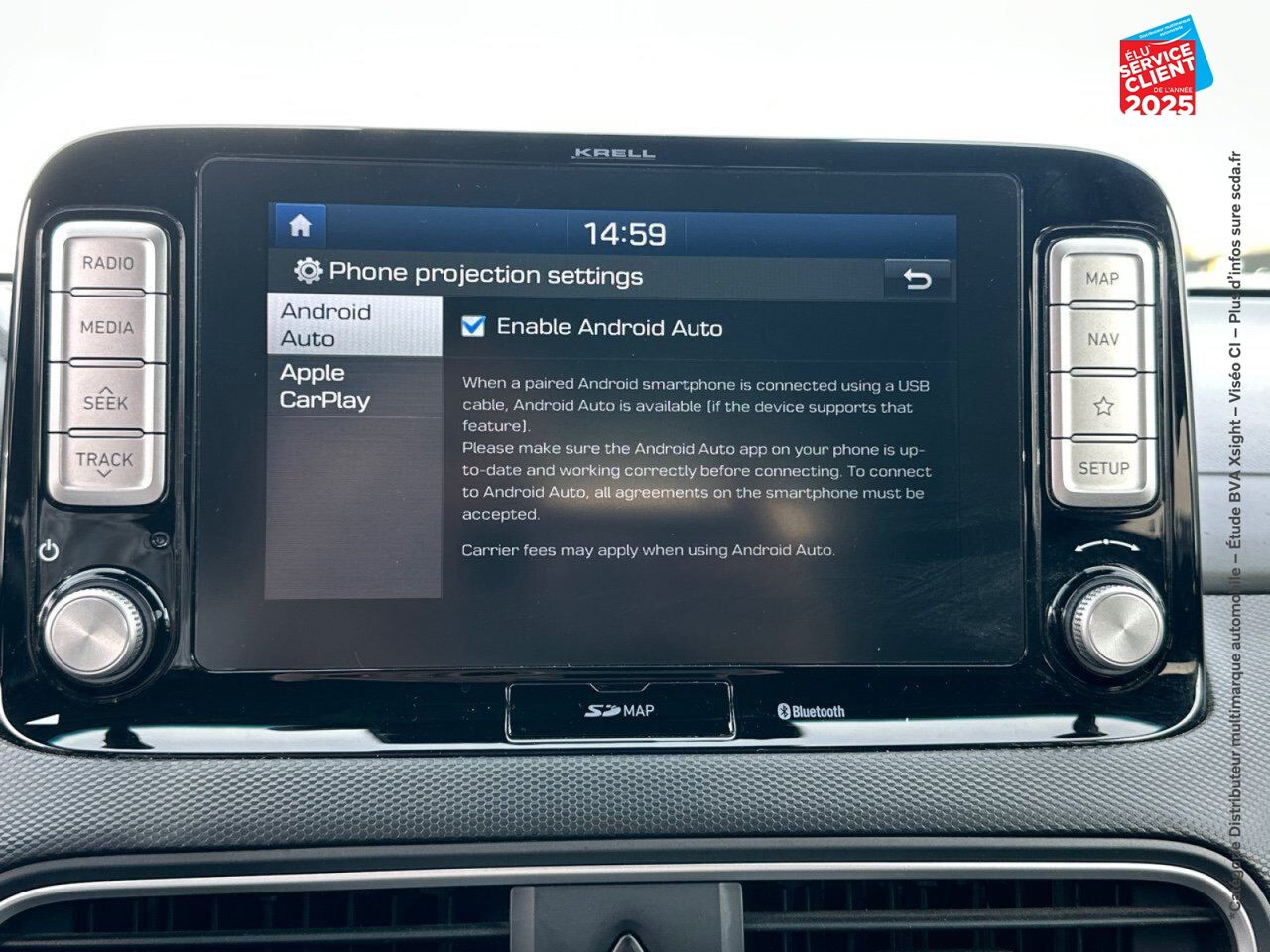 Véhicule d'occasion HYUNDAI KONA ELECTRIC 204CH EXECUTIVE EURO6D-T EVAP SIEGES CHAUF/CUIR GPS CAMERA CARPLAY chez Hyundai Epernay