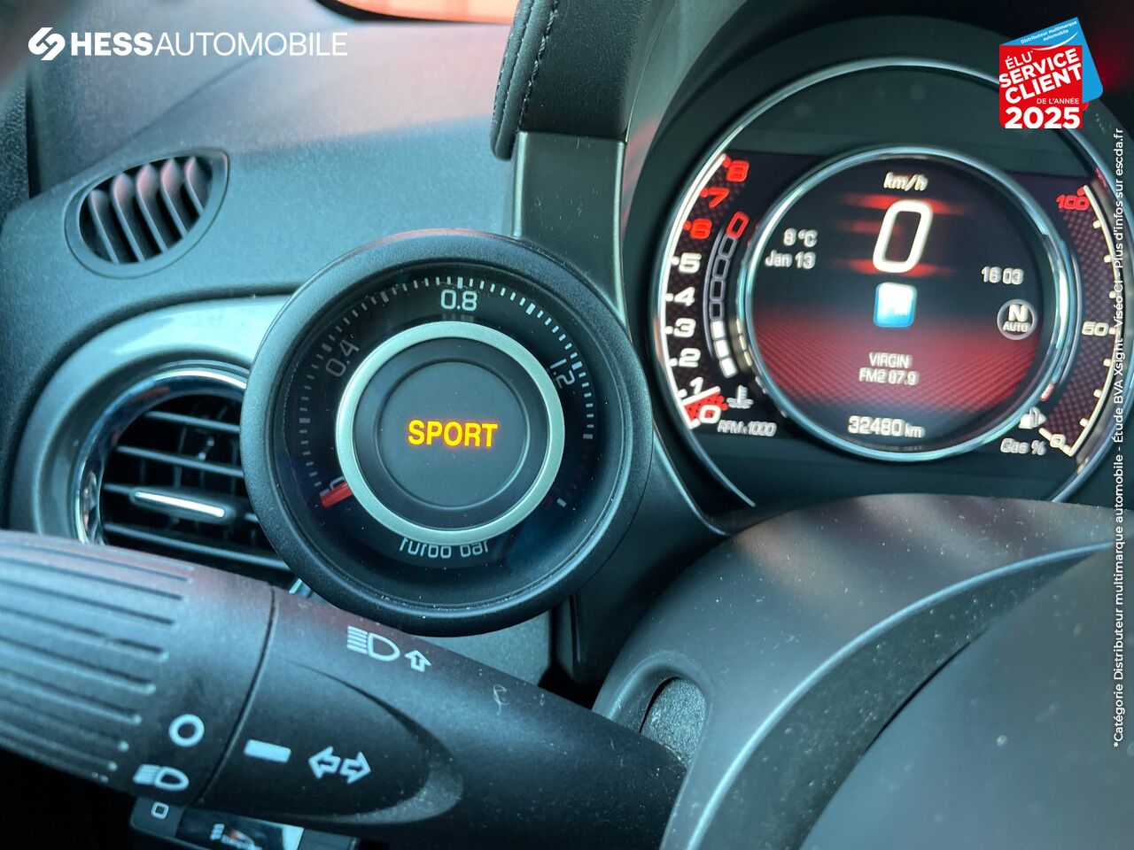 Véhicule d'occasion ABARTH 500 1.4 TURBO T-JET 160CH 595 TURISMO BVA BI-XENON PALETTES JA17 chez Fiat Mulhouse